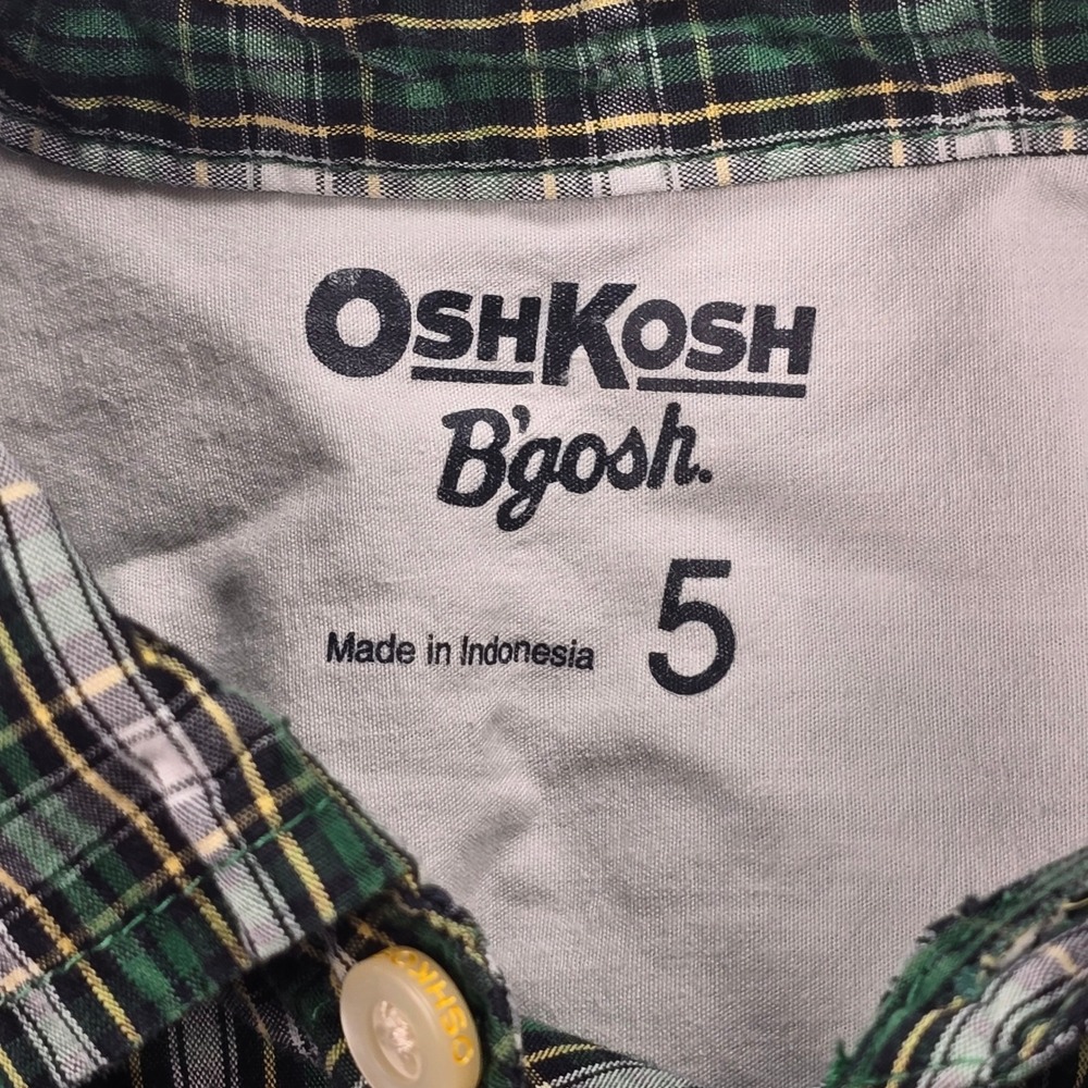 Boys OshKosh Plaid Shirt and Levis 514 Straight Jeans Set Green Blue Size 4T‎ - Picture 15 of 16